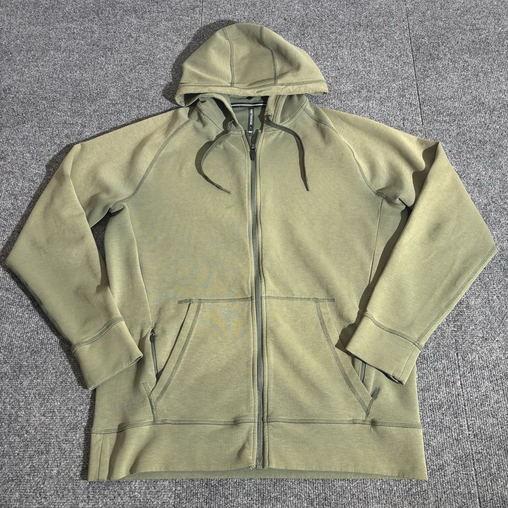 Ten Thousand Midweight Tech Hoodie Full Zip Green Mens Large Hiking Gym